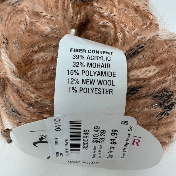 Trendsetter Yarns Eliseo Peach (Lot of 3 x 50 g Balls)‎ 32% Mohair Made in Italt - Picture 3 of 9